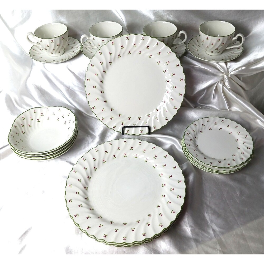 LAURA ASHLEY THISTLE MADE IN ENGLAND DINNER SET FOR 4
